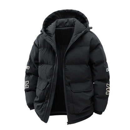 Men's Insulating Puffer Coat - Boxy Cut, Quilted, For Winter
