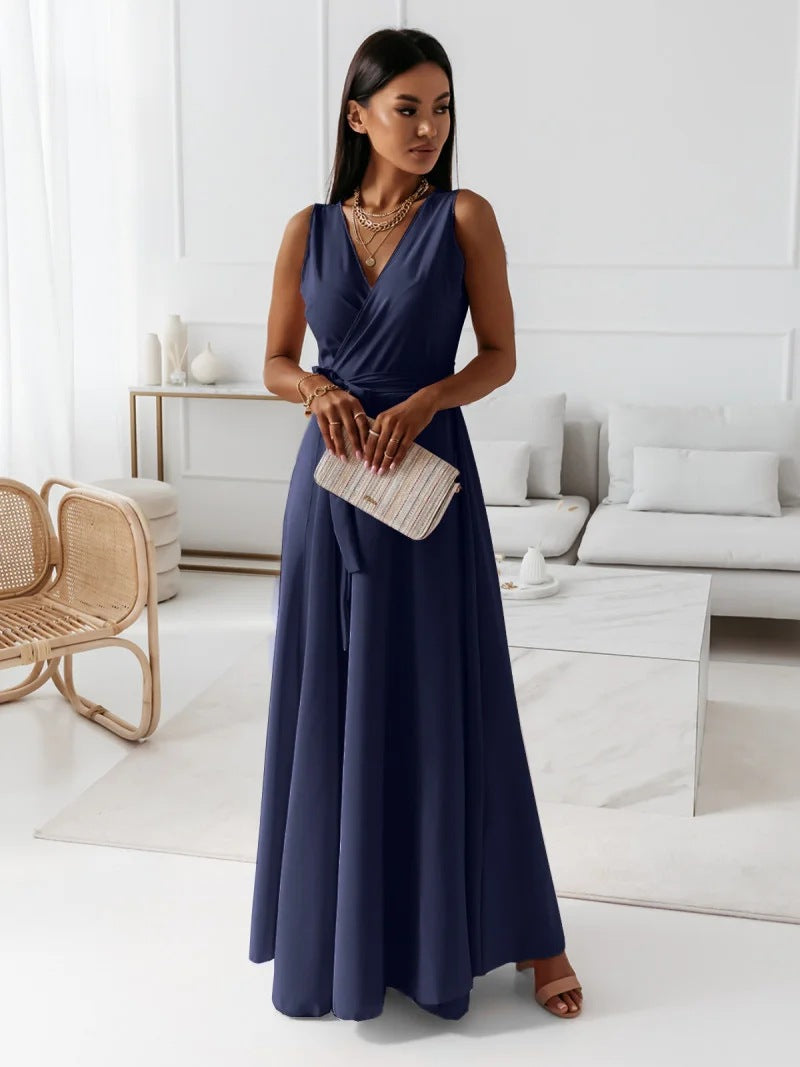 Variant image for Elegant V-Neck Women's Dress, Flattering Knee-Length Cocktail Dress for Formal and Casual Occasions, Breathable Fabric-26