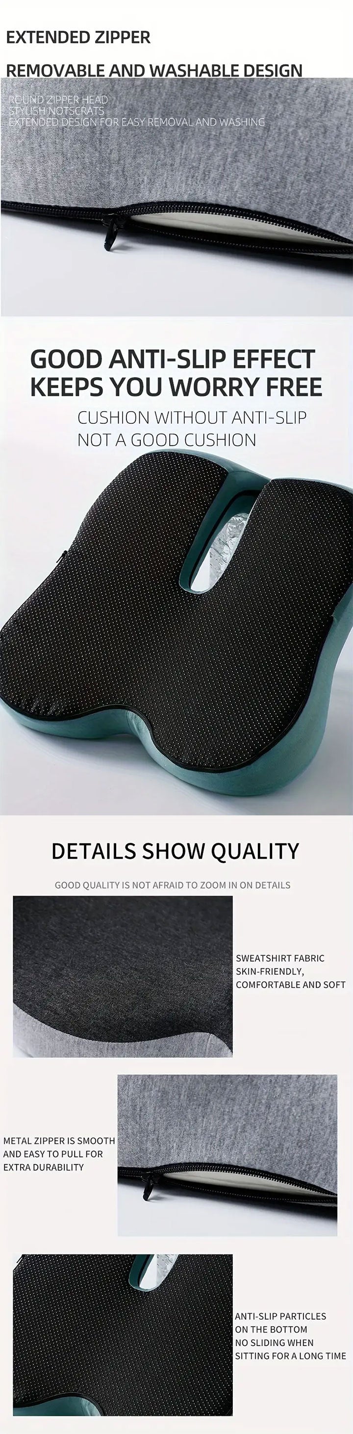 Comfort-Grip Lumbar Support for Office Chair and Car, Stress Relief – Memory Foam Seat Cushion