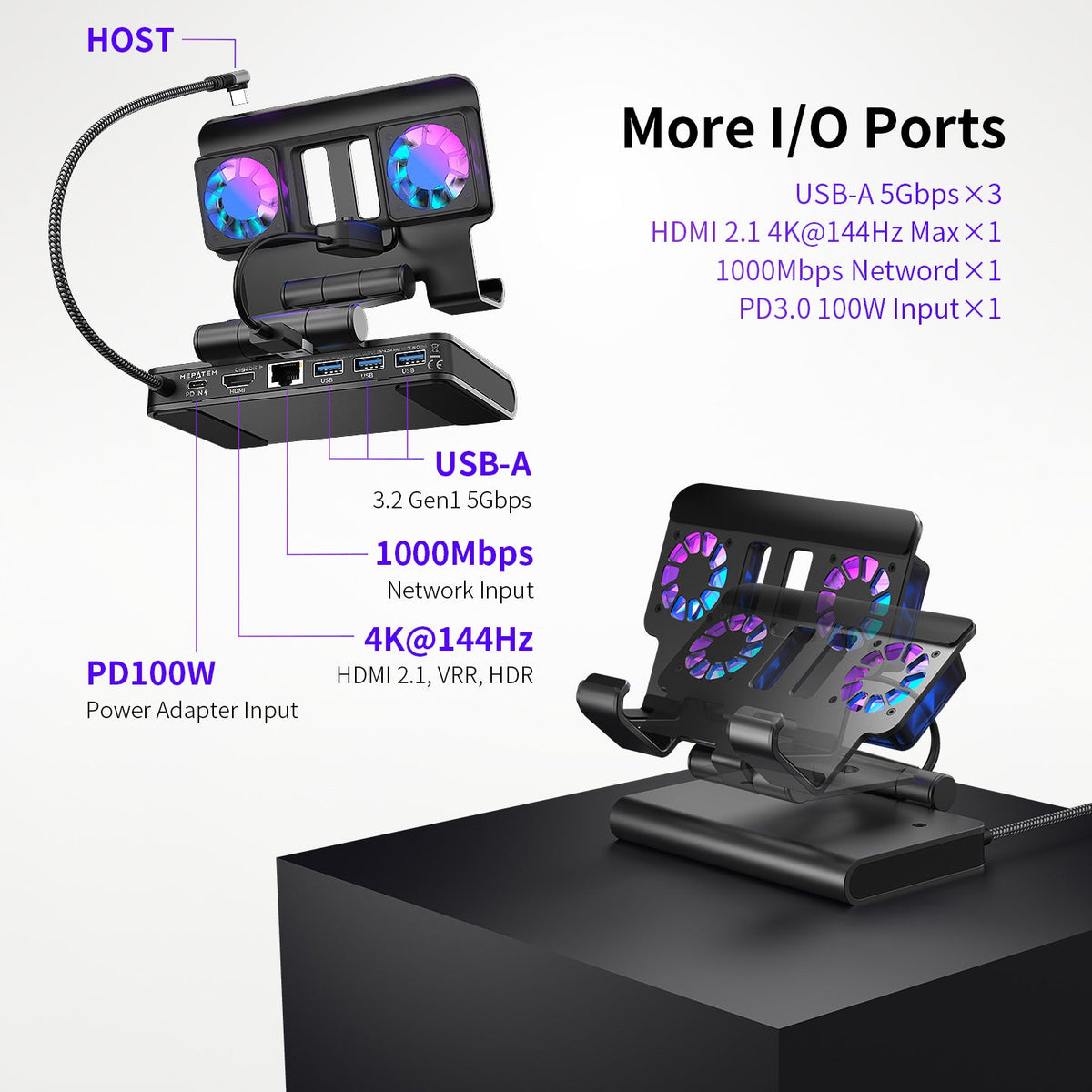 Station Docking 100W With Dual Fans 4K HDMI Gaming Dock