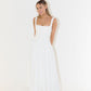 Elegant White Midi Dress for Women, Long Sleeve Flattering Silhouette, Lightweight and Versatile for Any Occasion-4