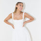 Elegant White Midi Dress for Women, Long Sleeve Flattering Silhouette, Lightweight and Versatile for Any Occasion-3