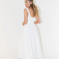 Elegant White Midi Dress for Women, Long Sleeve Flattering Silhouette, Lightweight and Versatile for Any Occasion-5