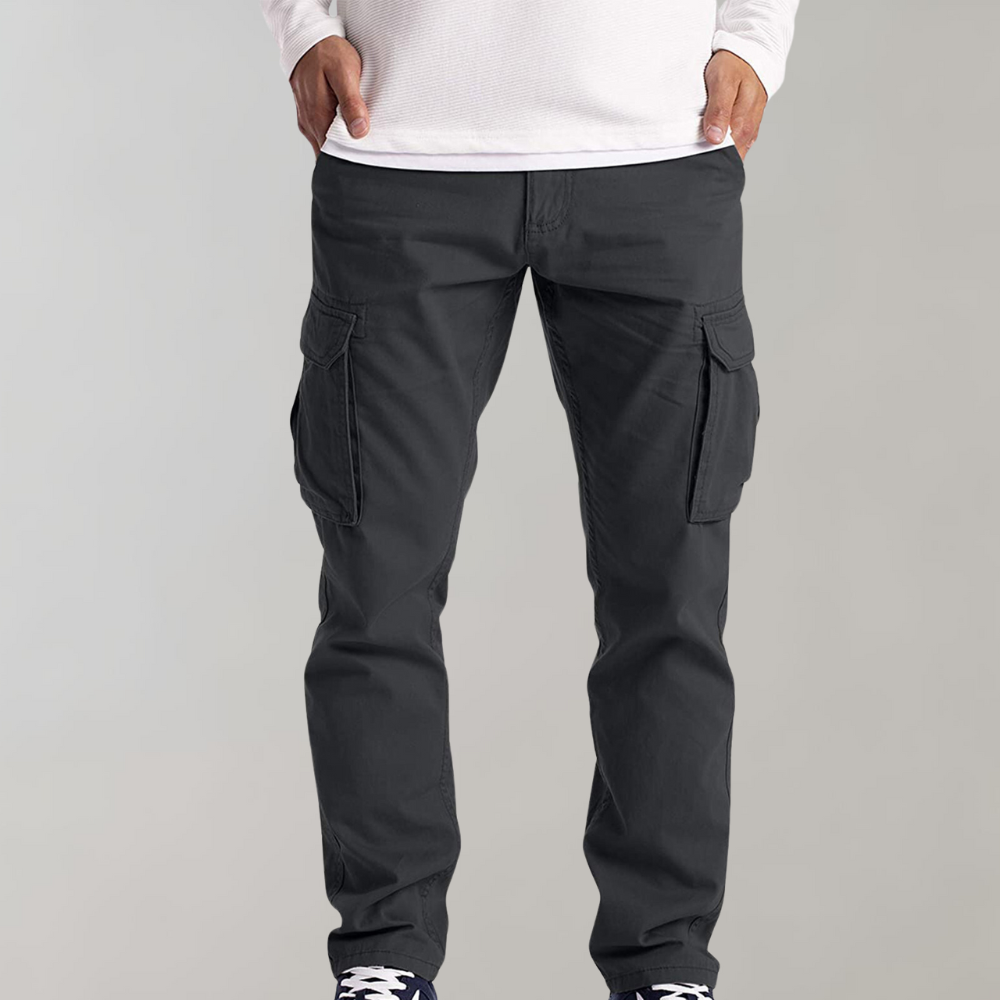 Mens Black Cargo Pants with Spacious Pockets and Comfortable Fit for Everyday Wear-5