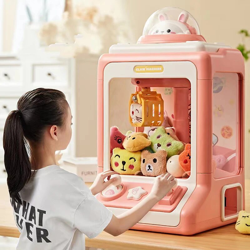 Claw Mini Crane Toy Machine for Kids - Coin Operated Plush Grabber Game with Lights & Music