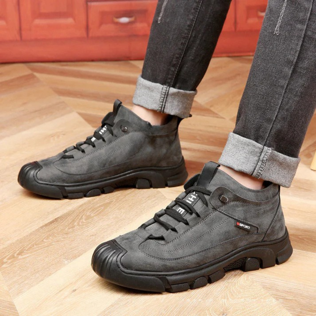 Men's Winter Sneakers with Faux Fur Lining, Non-Slip Rubber Sole, Easy On/Off Design, Gray and Black, Sizes 39-44-2