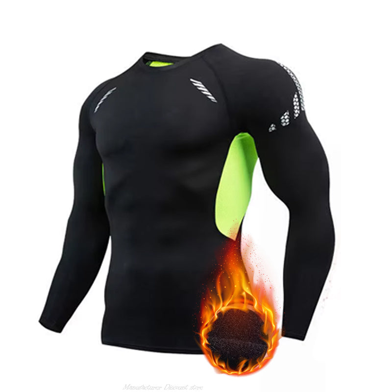 Men's Thermal Fleece Compression Undershirts for Winter Sports - Light, Moisture-Wicking Fitness Gear