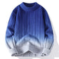 Plush Timeless Men's Gradient Knit Sweater - Crewneck Wool