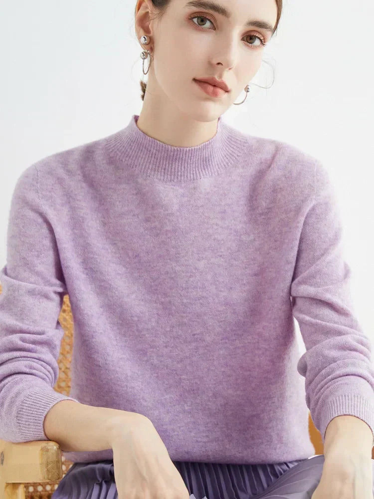 Plush Timeless Women’s Pullover - Mock Neck, Wool, Work