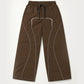 Brown Parachute Pants with Adjustable Drawcord, Six-Pocket Design, Oversized Fit for Casual and Urban Wear-2