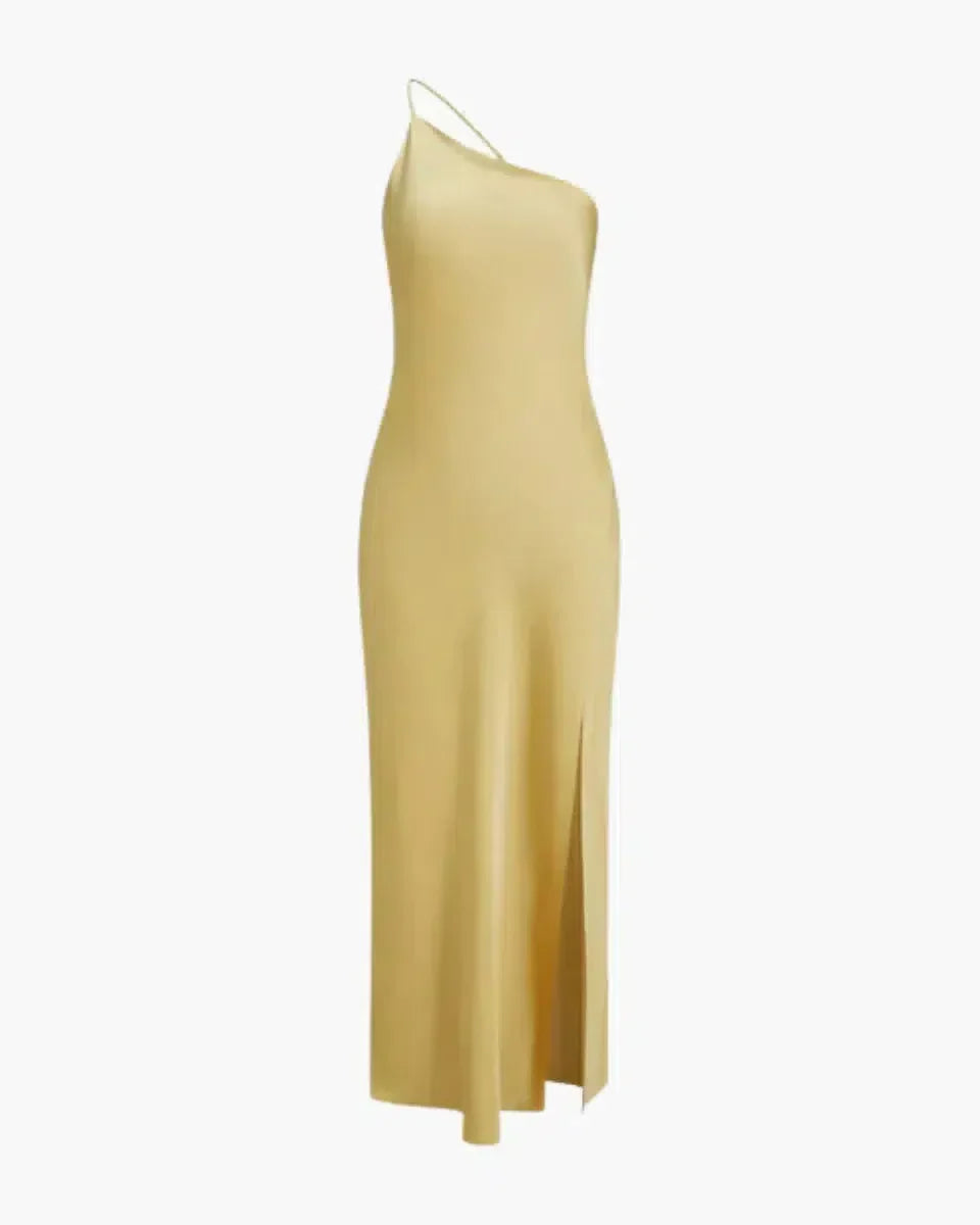 Layered Maxi Dress for Women with Crisscross Straps and Flowing Skirt in Vibrant Yellow for Summer Events-1