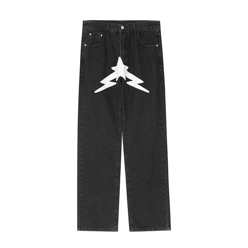 Y2K Print Jeans with Vibrant Designs, Relaxed Fit, Comfortable Denim for Trendy Style-6
