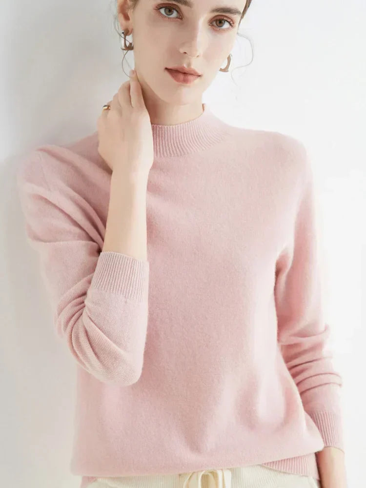Plush Timeless Women’s Pullover - Mock Neck, Wool, Work
