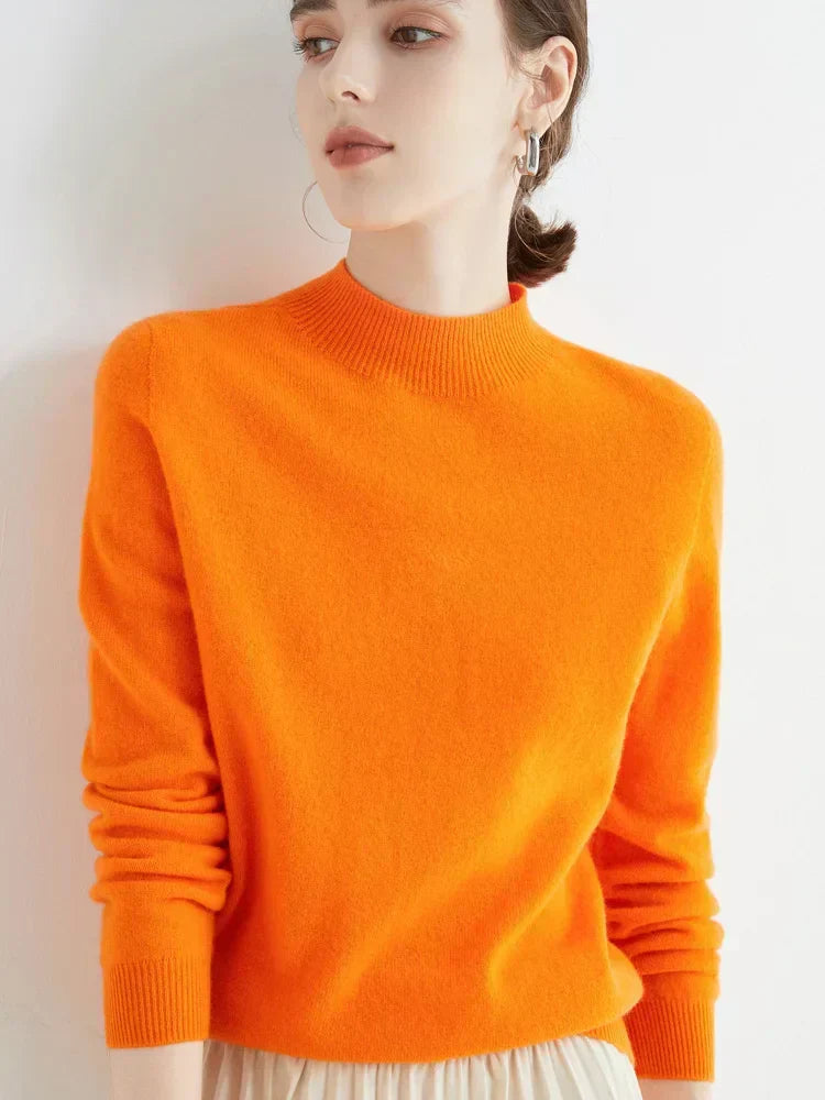 Plush Timeless Women’s Pullover - Mock Neck, Wool, Work