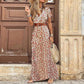 Variant image for Elegant Boho Women's Maxi Dress, V-Neck Short Sleeve Summer Dress, Adjustable Belt, Full-Length, Soft Polyester, Multiple Colors Available-25