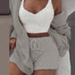 Fluffy Pajamas Kit for Women Plus Size Tank Top Shorts Winter Sleepwear