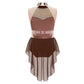 girls' Stretchy leotard - rhinestone mesh yoke, sleeveless, polyester, nylon, elastane, for lyrical dance performance