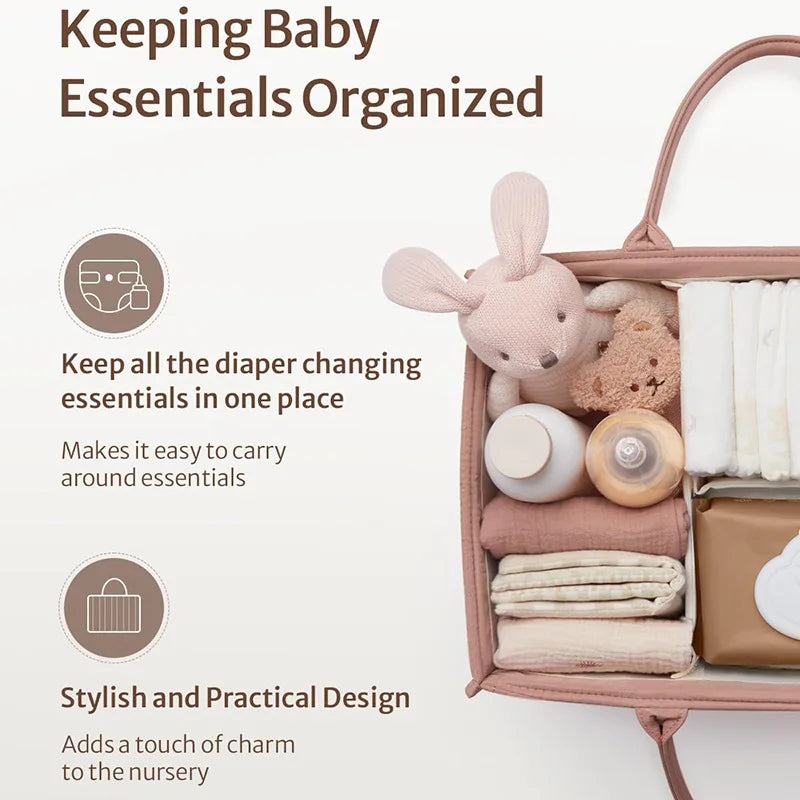 Diaper Organizer Travel-Friendly Foldable Caddy Tote Fall 2025 High Capacity No Zipper Fast Access Baby Maintenance