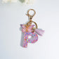 Letter Sequin Keychain With Butterfly Tassel Charm