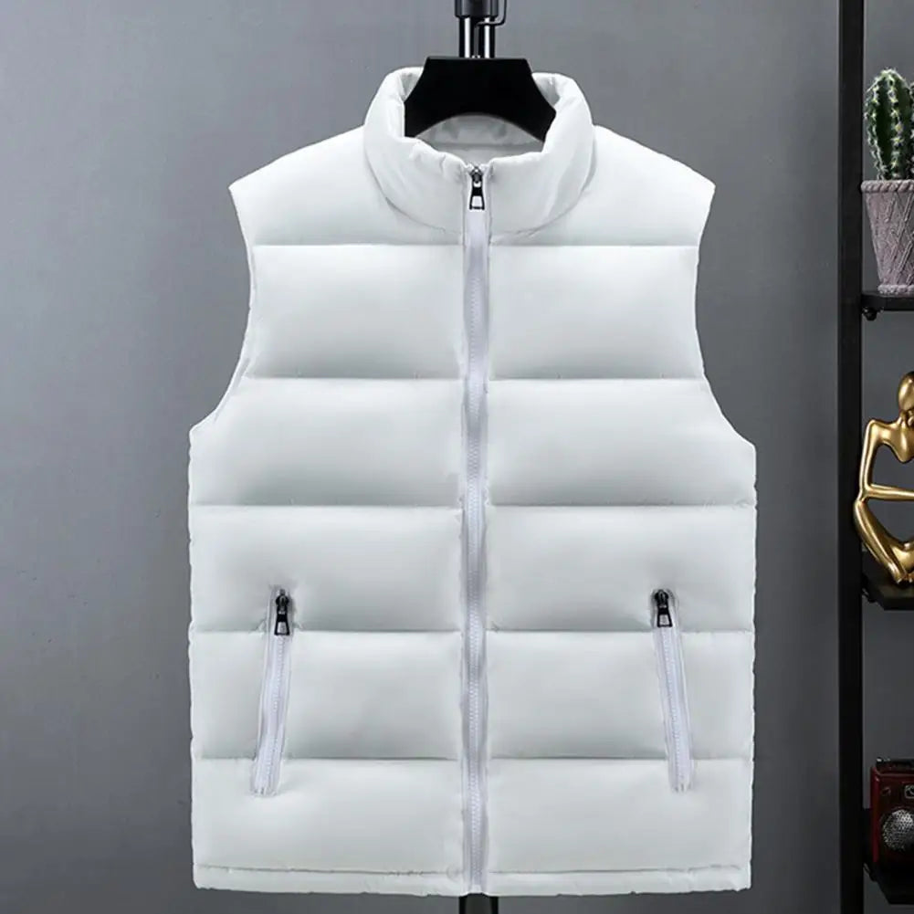Light Men's Puffer Vest - Slim Stand Collar, Quilted