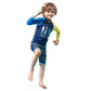 Fast-dry unisex kids' swimsuit set - long-sleeve top and shorts, polyester, for summer swimming