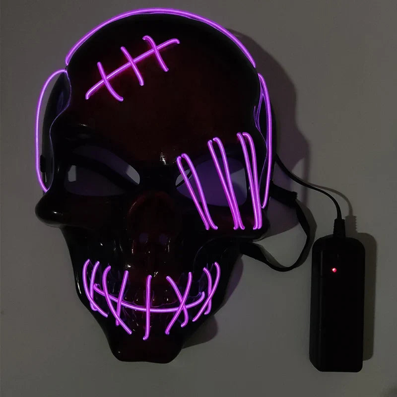 Glowing LED Skull Mask Full Face Halloween 2025 Cosplay