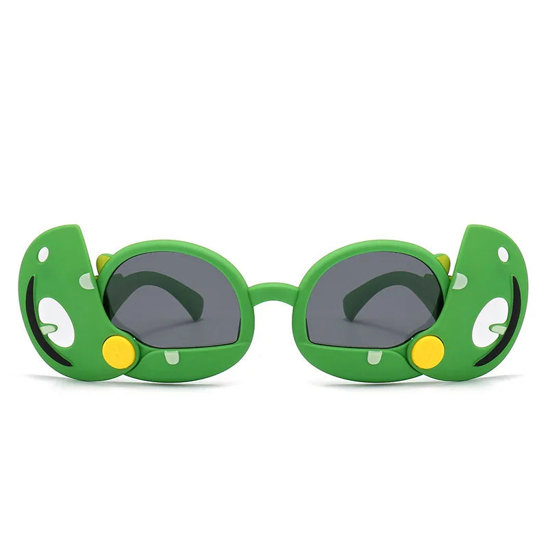 Polarized Kids Sunglasses Cartoon Dinosaur Frames Summer 2026 UV Protection Light Silicone