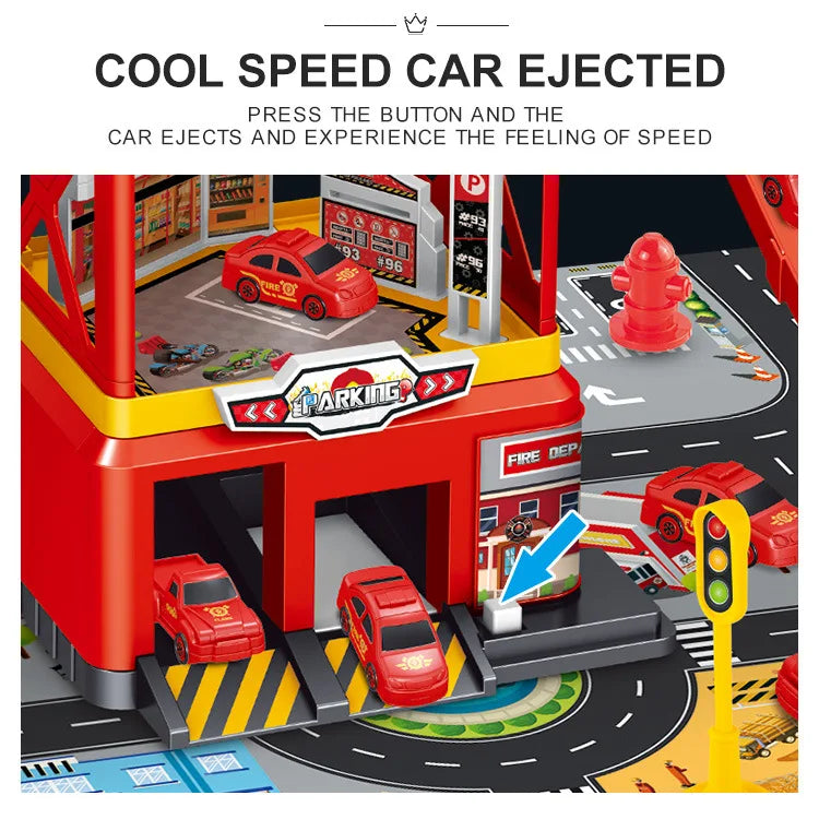 Garage Multi-Storey Racing Track with Cars - Interactive Parking Toy for Boys
