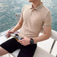 Breathable Silk Mesh Mens Polo Shirt, Short Sleeve with Ribbed Collar, Lightweight and Stylish for Summer-5