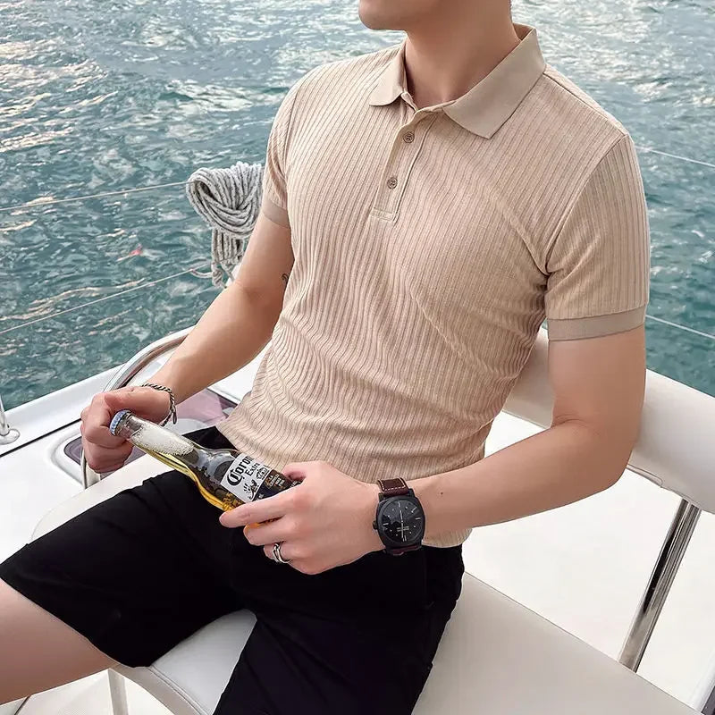 Variant image for Breathable Silk Mesh Mens Polo Shirt, Short Sleeve with Ribbed Collar, Lightweight and Stylish for Summer-21