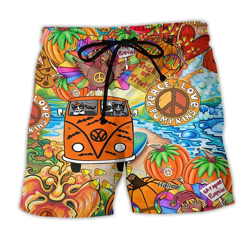 Variant image for Trendy Swim Shorts for Men with Graffiti Print, Lightweight Quick-Drying Fabric, Adjustable Fit, Perfect for Summer Activities-17