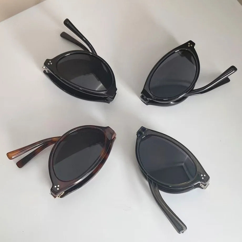 Sunglasses Foldable Cat Eye Vintage Narrow Frame UV400 Protection Travel-Friendly Pocket Shades Fall 2026 Trend Gift