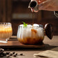 Heat-resistant Stripe Glass Coffee Mug 200ml with Wooden Handle for Latte, Milk, Tea