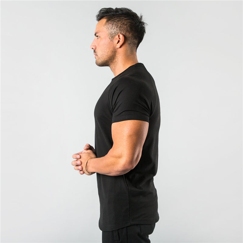 short sleeve, cotton blend, for workout & casual wear – Breathable slim fit men's gym t-shirt