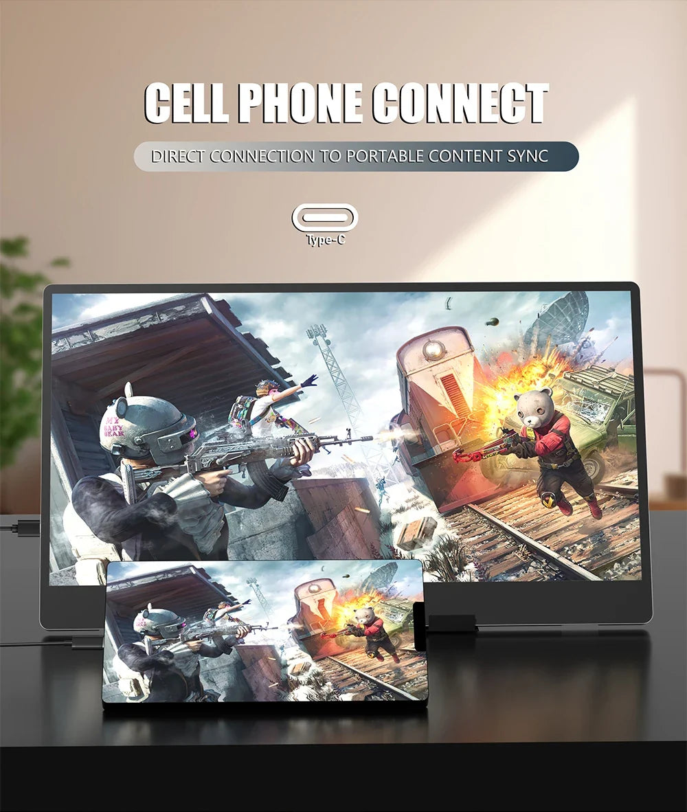 Travel-Friendly 14 Inch Monitor 178 Degree View Built In Speaker