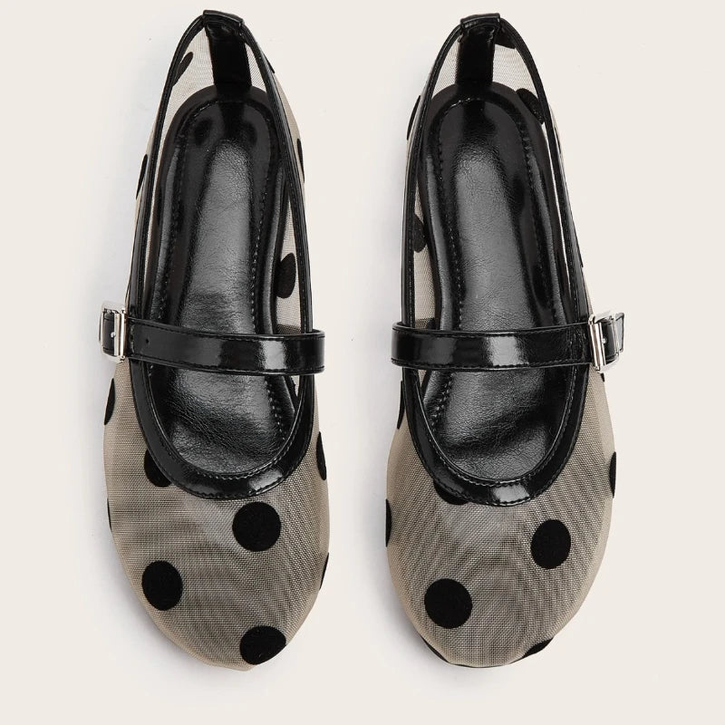 Women Breathable Mary Jane Flats - Round Toe Mesh, Casual