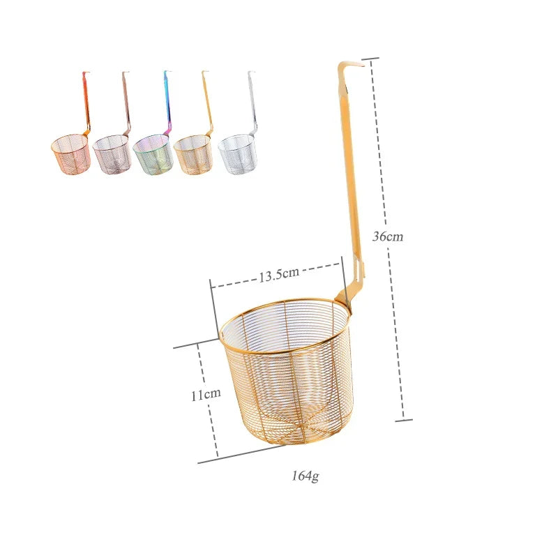 Multi-Use Kitchen Strainer for Noodles and Dumplings, Viral 2026 Trend – Stainless Steel Frying Basket Mesh Colander