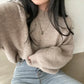Cozy Oversized Women's Pullover - O Neck, Knit, Office Wear