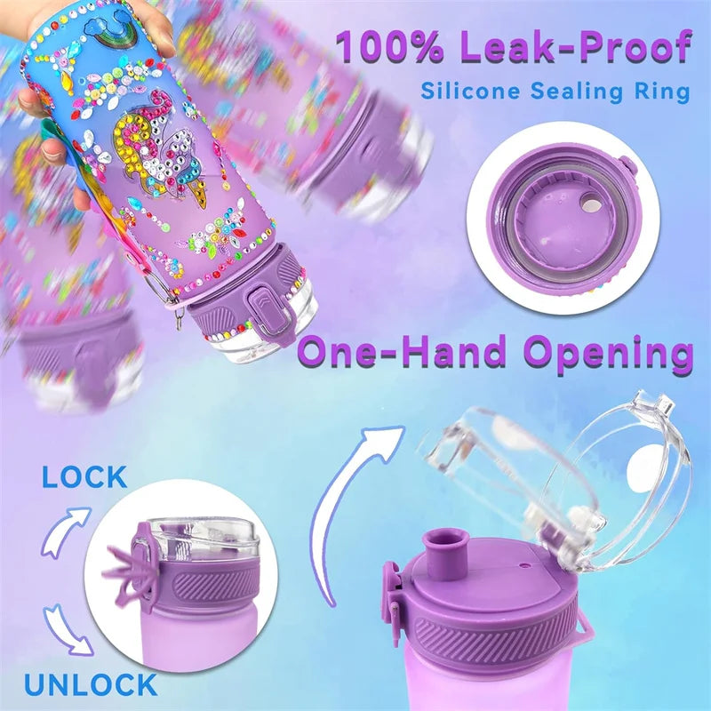 Mermaid DIY & Unicorn Water Bottle Craft Kits for Girls - Fun Arts and Crafts Birthday Gift with Fidget Keychain
