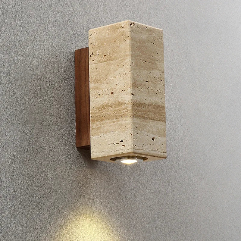 Yellow Japandi Marble LED Wall Sconce Wabi Sabi Bedside Light
