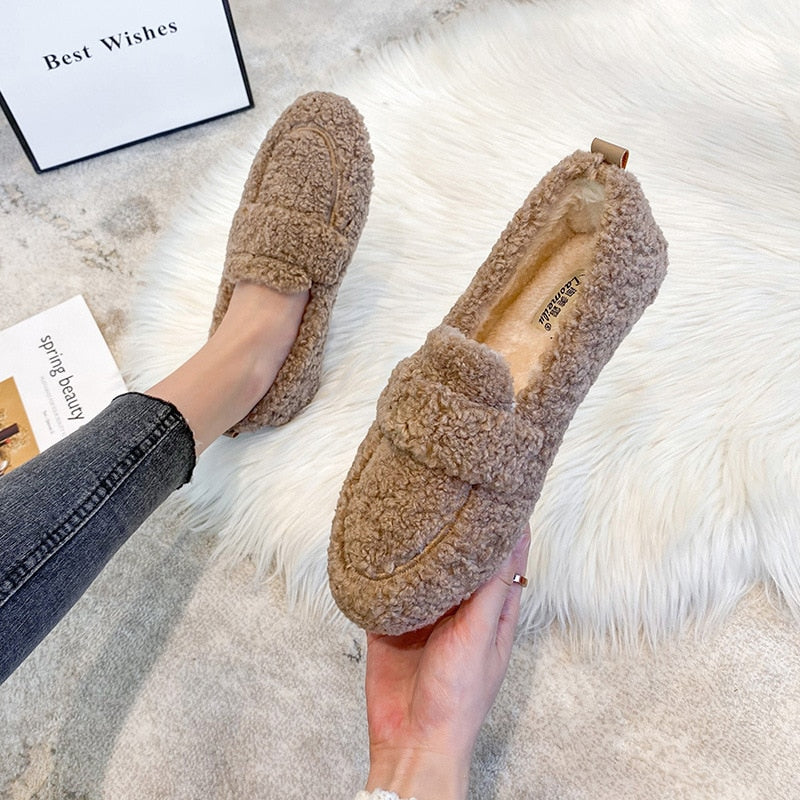 Variant image for Plush Slip-On Shoes with Non-Slip Sole for Comfort and Style, Warm Indoor Footwear, Lightweight Casual Shoes-23