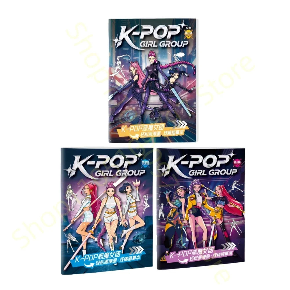 Book Coloring Kpop Demon Hunters Anime Sketches Rumi Mira Zoey Cute Line Drawings Back to School 2025 Gift