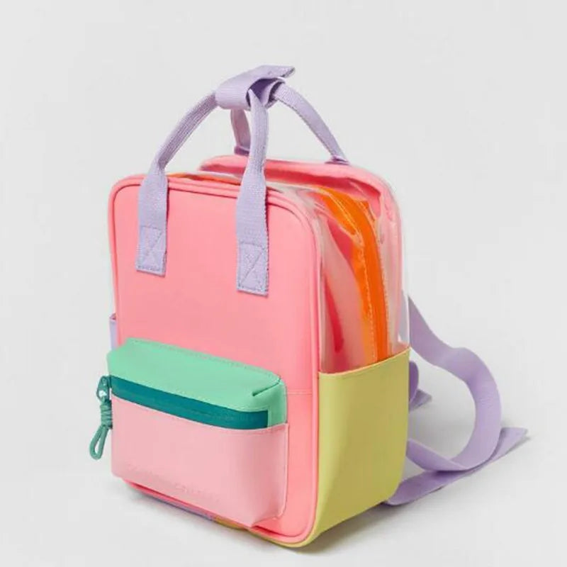 Translucent Backpack Patchwork Color Mini Jelly Backpack Back to School 2025 Flexible Shoulder Strap Regular Cute Bag