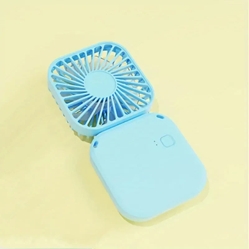 Mini Folding Hanging Neck Fan - 3 Speed USB Battery-Powered Personal Fan for Travel and Indoor Use