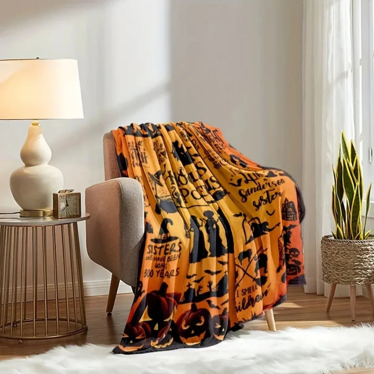 Pocus Hocus Flannel Throw Blanket Halloween 2025 Cozy