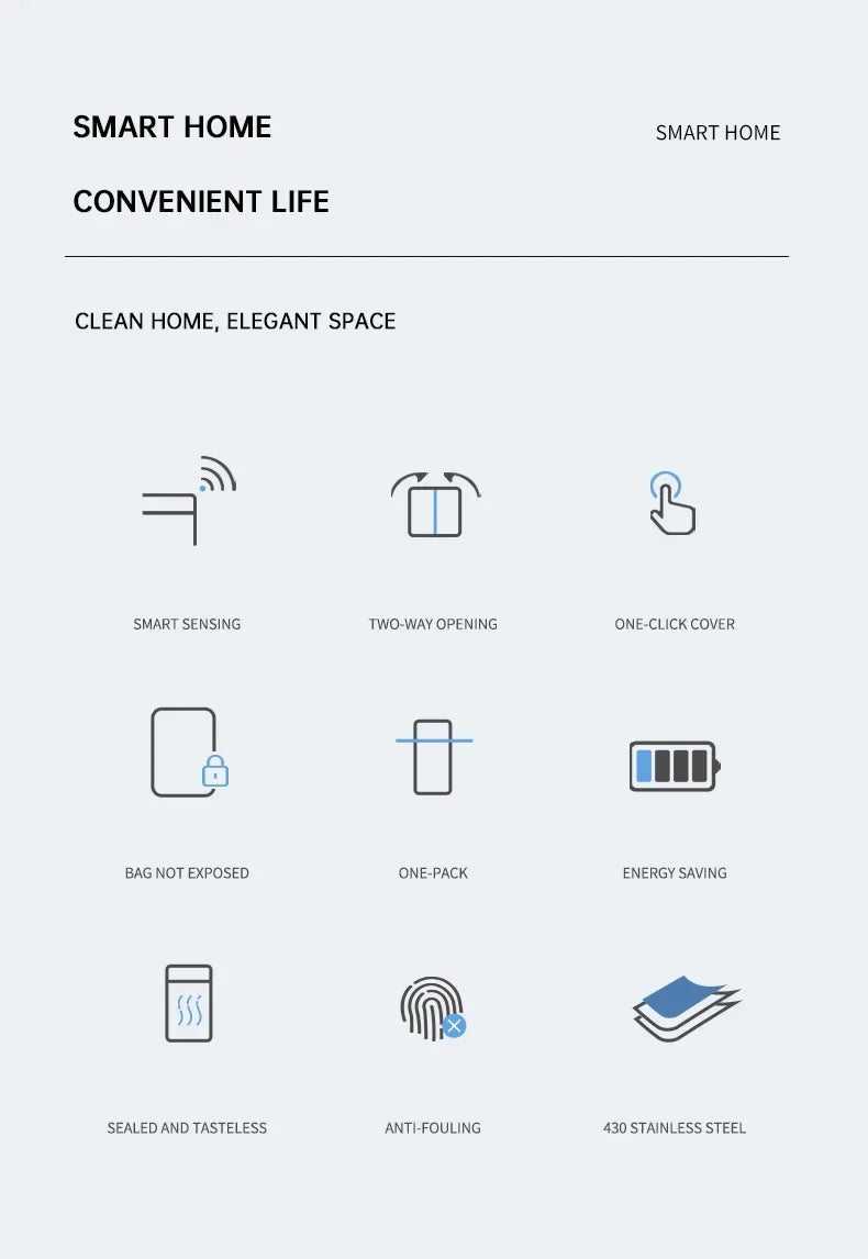 Can Trash 20L Stainless Steel Sensor Kitchen Bin Hands Free