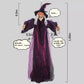 Sound-Activated Halloween Witch with Glowing Eyes and Screeching Sound for Indoor and Outdoor Decor – 6-Foot Life-Size Animated Talking Witch in Purple