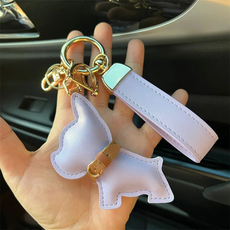 Dog Leather Keychain Car Charm Bag Hanging Accessory