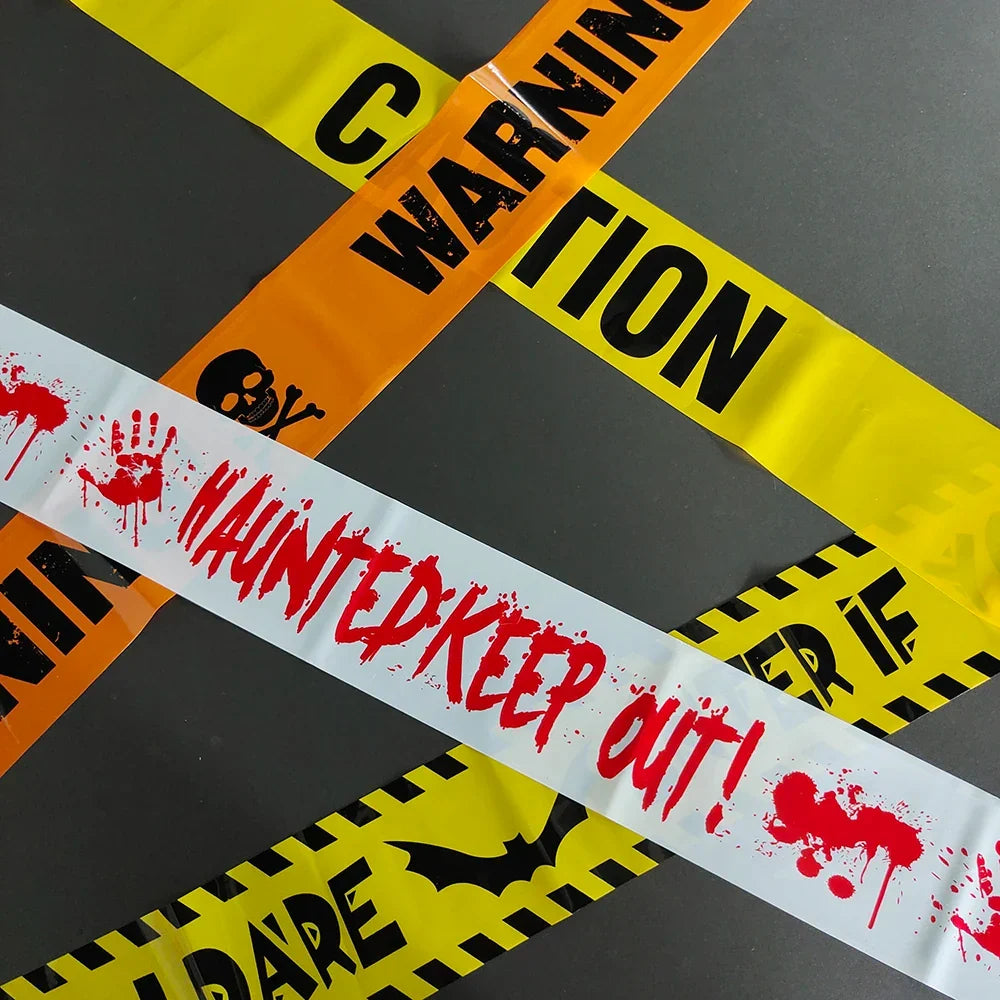 Halloween Warning Tape Spooky Party Decoration Banner Kit Halloween 2025 Decor Simple Hang Window Prop