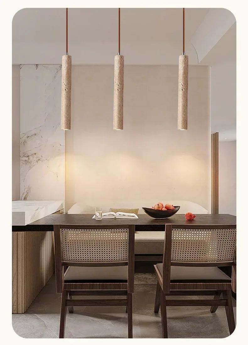 LED Japandi Pendant Lamp Wood Tube Japan Style Bedroom Light
